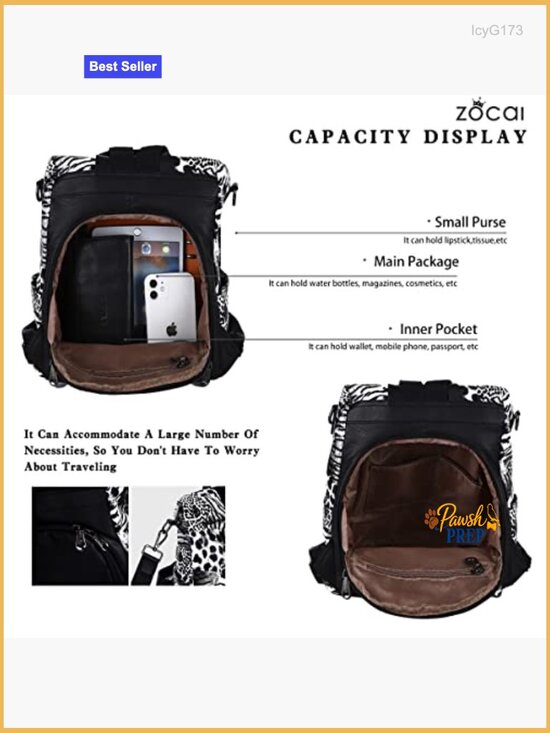 Vegan Leather Anti-Theft Backpack Purse with Shoulder Strap main image 6